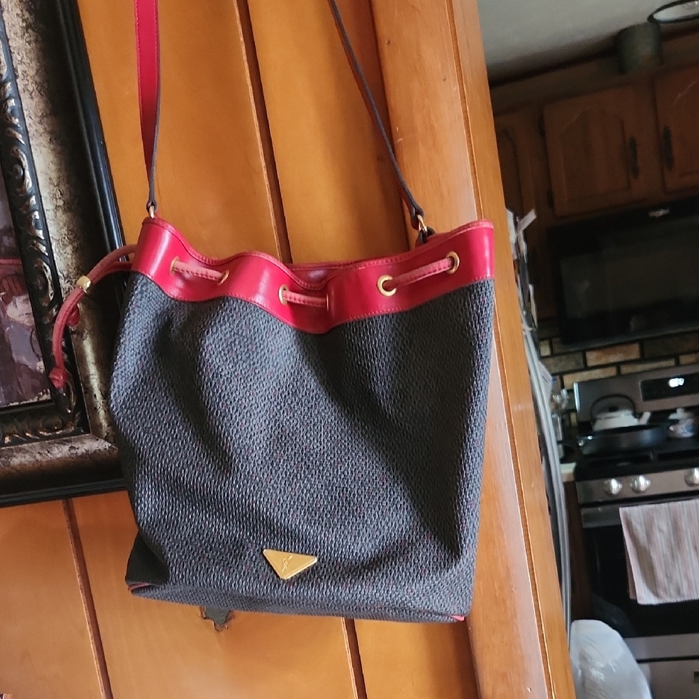 Yves Saint Laurent Gray and Red Hobo Bag